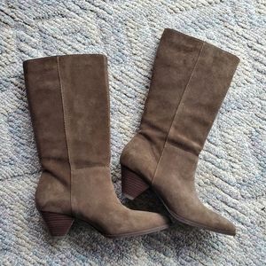 Lucky Brand Brown Suede Point Toe Heeled Boots
